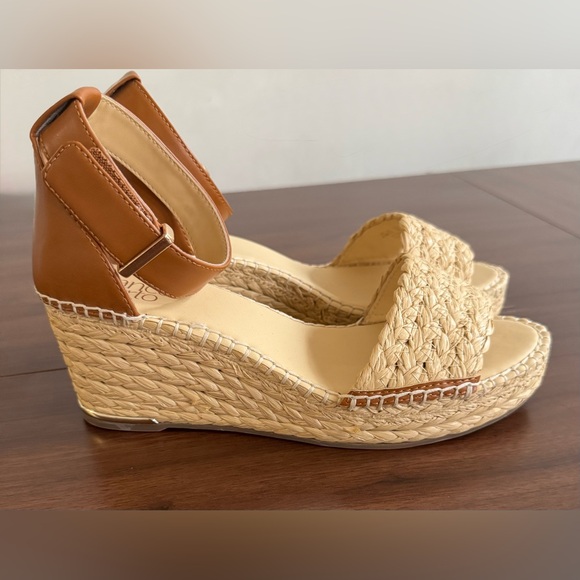 Franco Sarto Shoes - Franco Sarto Clemens Womens Espadrille Wedge Sandal Natural Tan US Size 9.5